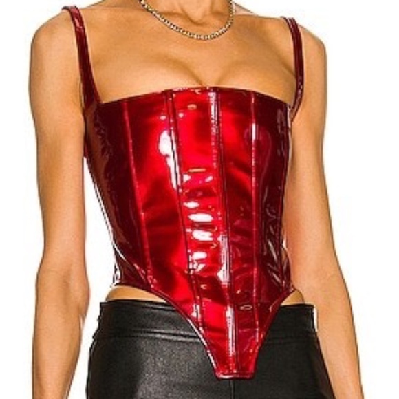 Red PVC Corset Style Bustier | Laquan Smith | Large - Picture 8 of 8